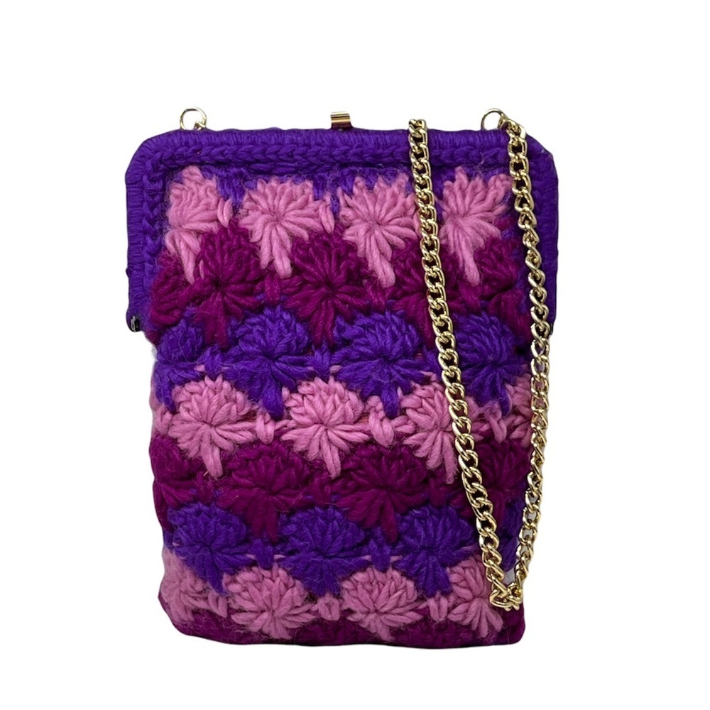Vintage Bobbie Jerome Handmade Crochet Purse - Knit Shoulder Bag –Retro Handbag